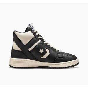 Converse Weapon Mens Sz 8.5 Leather Mid Basketball Shoes Black/White A04400C NEW